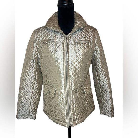 WHITE STAG QUILTED GOLD PUFFER WINTER COAT WOMENS SIZE SMALL *Stunning - Picture 1 of 8